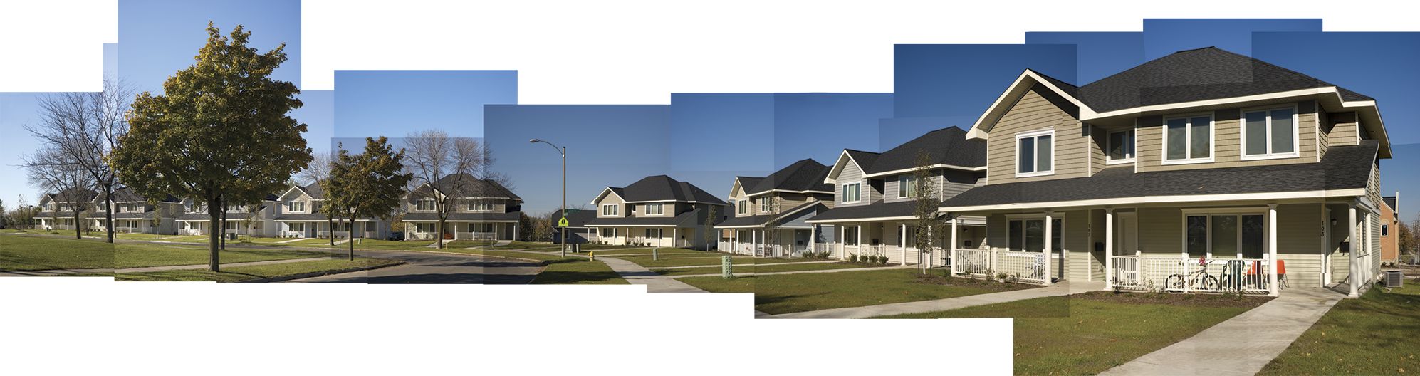 collage of Campau Commons Apartments duplex units